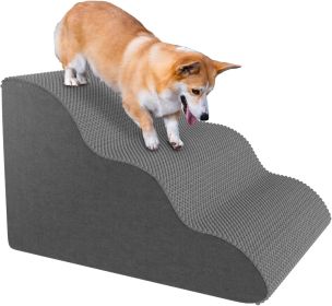 Pet Stairs for Small Dogs and Cats, Comfortable Curved Design with Waterproof Cover, High-Density Foam Steps for Beds or Sofas