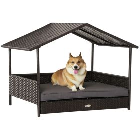 Wicker Pet House Dog Bed for Indoor/Outdoor Rattan Furniture with Cushion