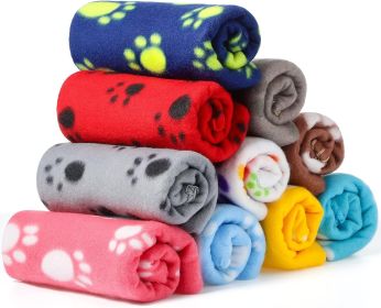 10 Pieces Pet Blankets with Paw Print Dog Cat Fleece Blankets Soft Warm Sleep Mat Pad Bed Cover for Kitten Puppy and Other Small Animals, 24 x 28 (Color: Bright Color)