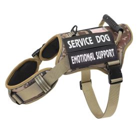 Tactical Service Dog Harness With Handle, No-Pull Adjustable Reflective Pet Vest Harness For Easy Walking And Training (Option: Khaki-S)