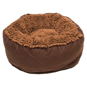 DGS Pet Products Dirty Dog Round Bed Large Brown 25" x 25" x 8" (Color: brown, size: large)
